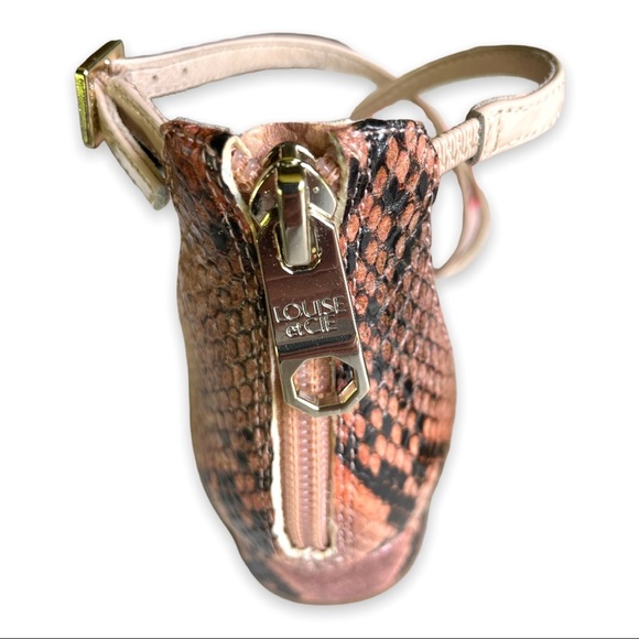 Louise Et Cie Sandals Eleri Snake Leather Patent Stap Square Toe Block Heels - Picture 8 of 10